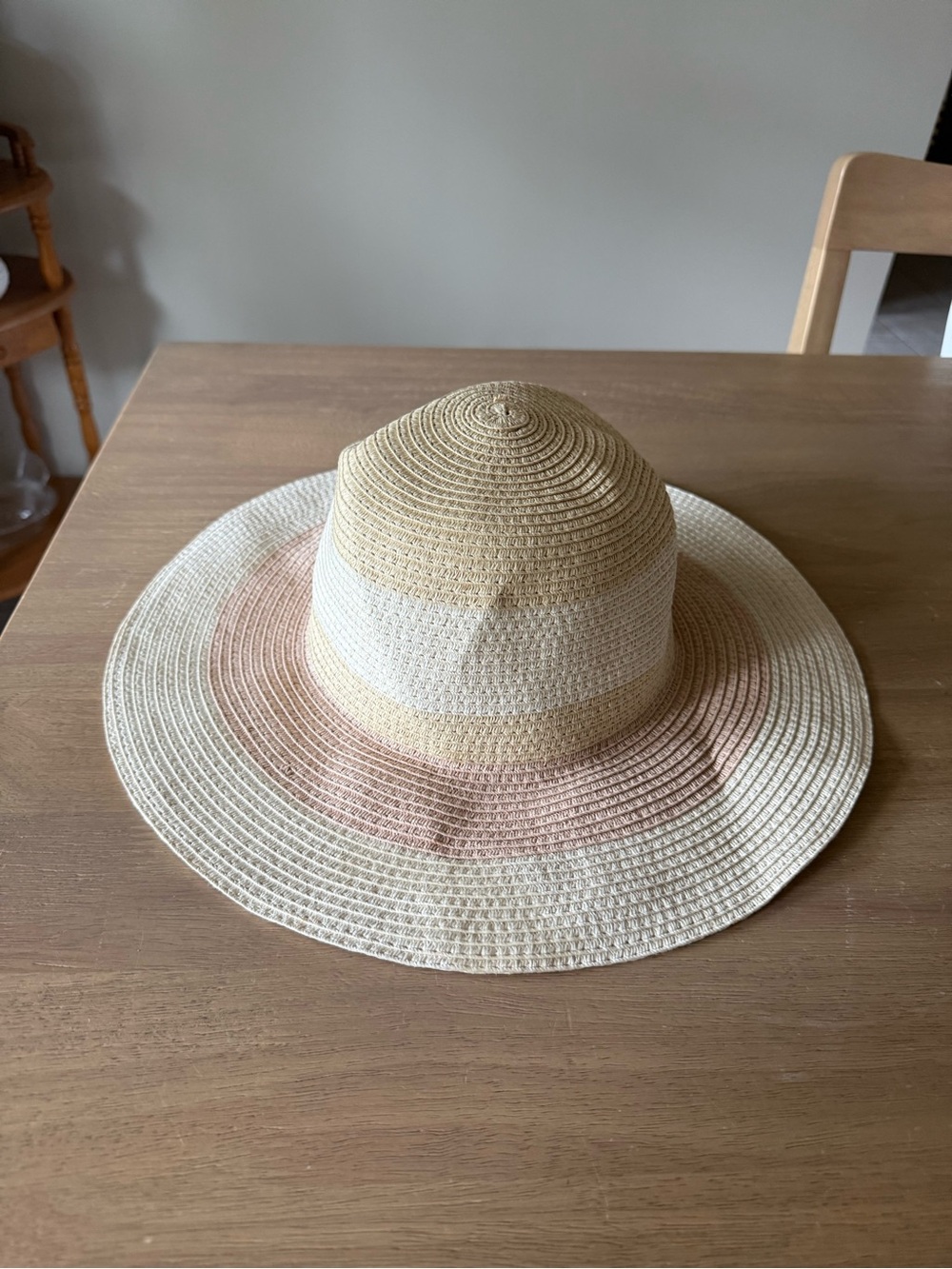 David and Young Wide Brim Straw Sun Hat in Beige, Cream, Blush